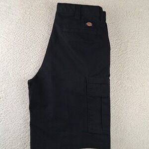Dickies Flex Regular Fit Mens Cargo Shorts Black Twill 10.5" Straight Sz 34